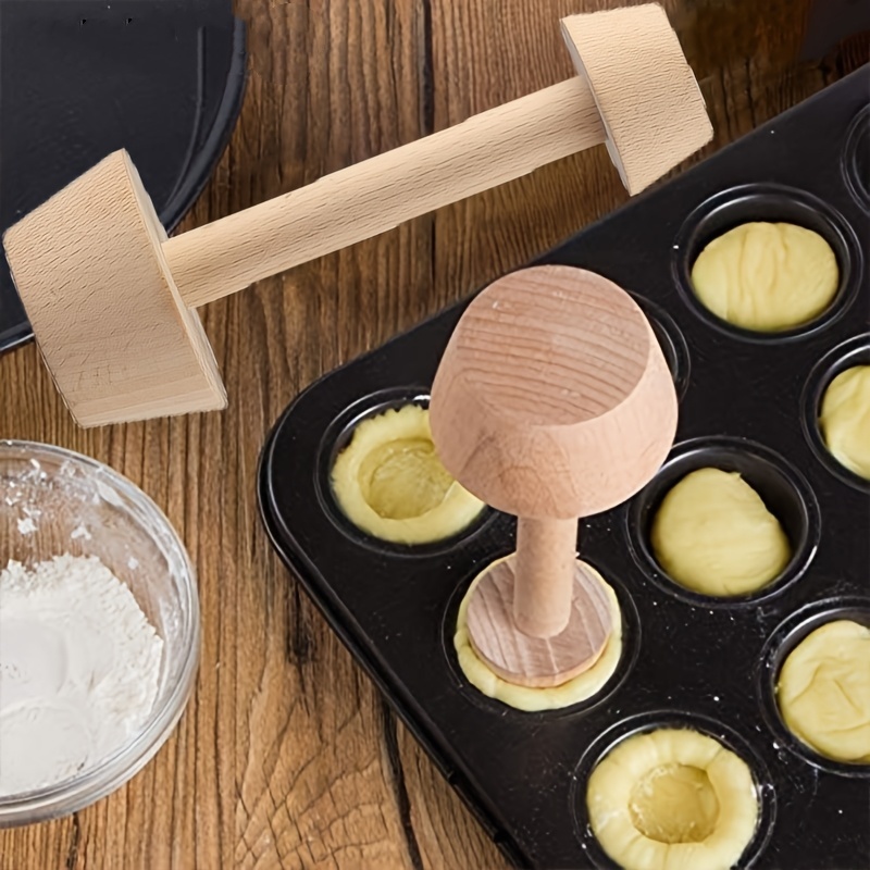 Meal Prep Dinners - 両端使える木製エッグタルト型とプレミアム麺棒セット。パイやペストリーのベーキングに最適な底型。食品調理サービス用具。