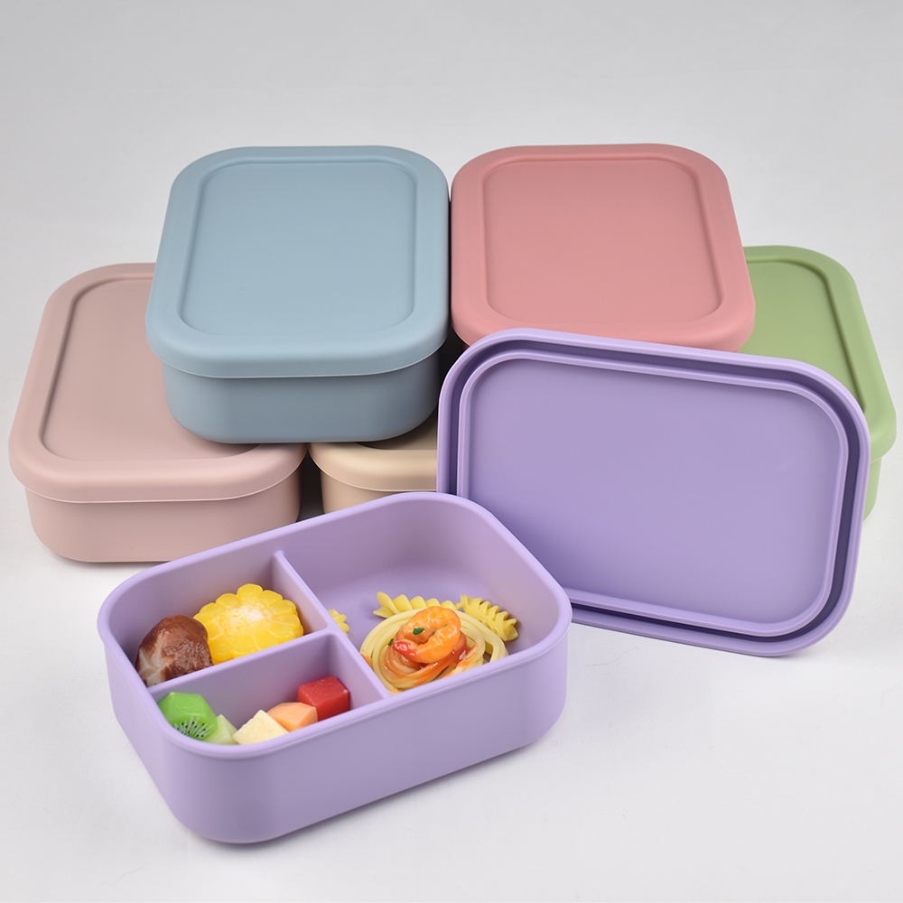 Meal Prep Dinners - 3つのコンパートメントに分かれた食品グレードシリコン製弁当箱 - 水漏れ防止、電子レンジ対応、環境に優しい子供と大人のための食事準備容器