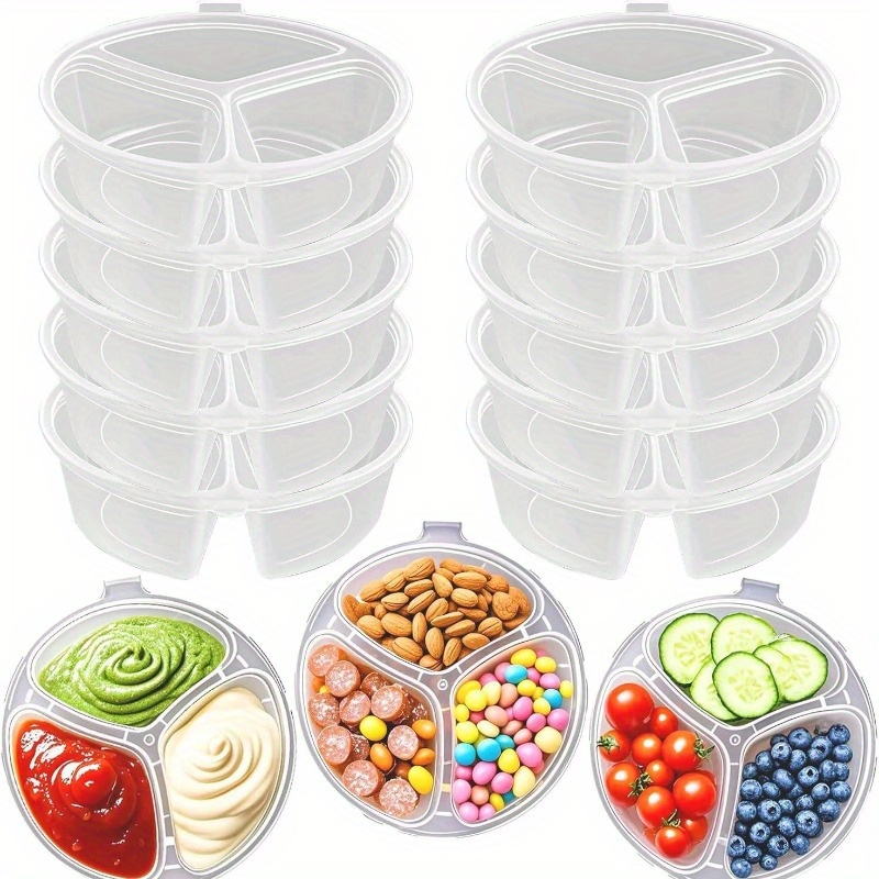Meal Prep Dinners - 3つのコンパートメント付き使い捨て食品容器（蓋付き）- ミールプレップ、ピクニック、パーティー、レストラン、ケータリング用の漏れ防止シール