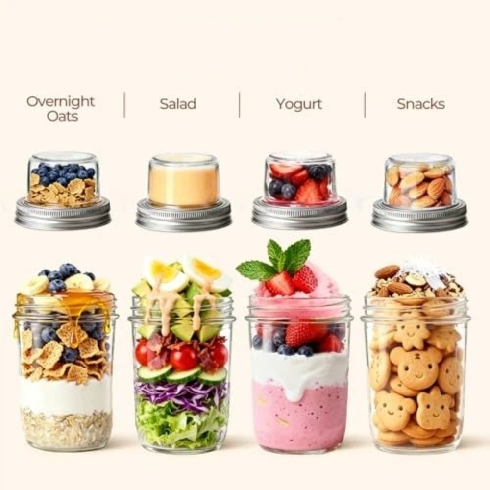 二層ヨーグルトパフェカップ 漏れ防止 乾湿分離 メイソンジャ - Meal Prep Glass のレビューと価格