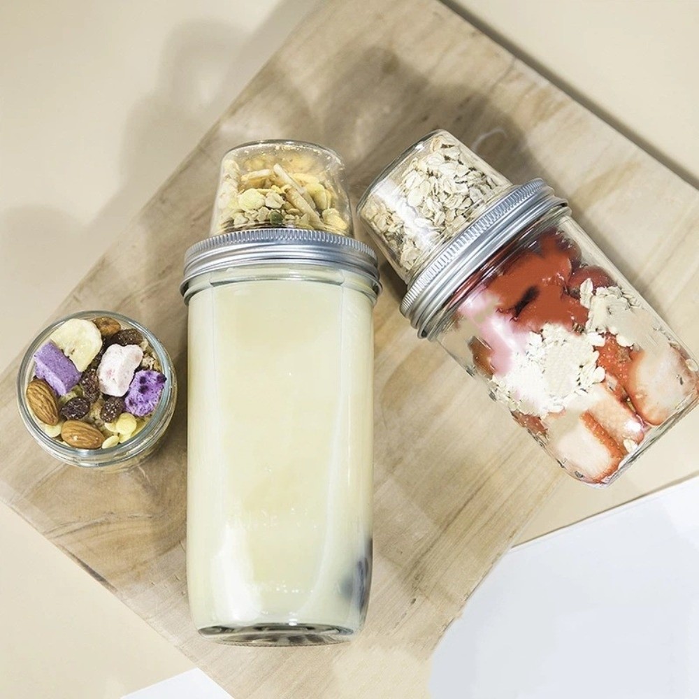 二層ヨーグルトパフェカップ 漏れ防止 乾湿分離 メイソンジャ - Meal Prep Glass のレビューと価格