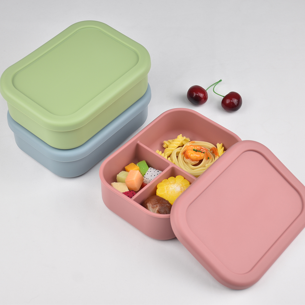 3つのコンパートメントに分かれた食品グレードシリコン製弁当箱 - Meal Prep Dinners のレビューと価格