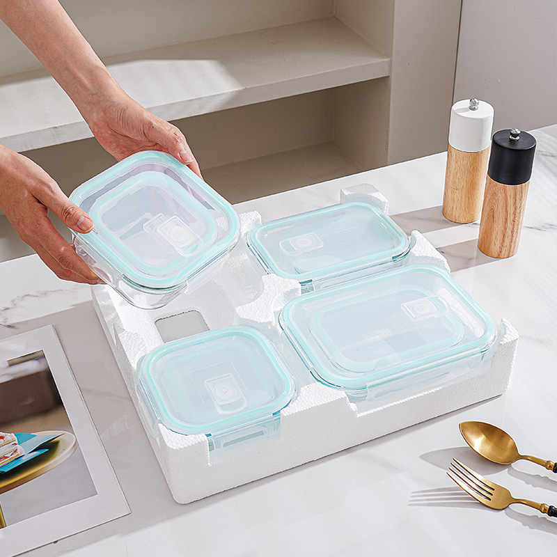 8点セットガラス製ランチ＆保存容器、蓋付きホウケイ酸ガラス弁 - Meal Prep Glass のレビューと価格