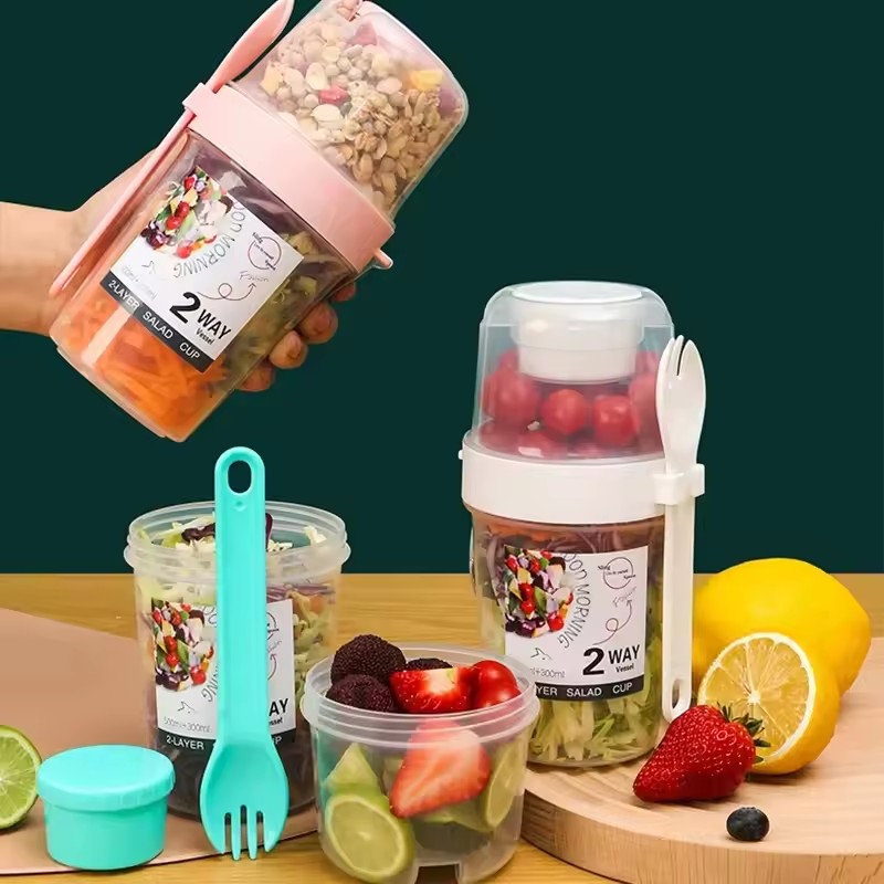 サラダオートミールカップ 500ml+300ml 漏れ防止蓋 - Meal Prep Gym のレビューと価格