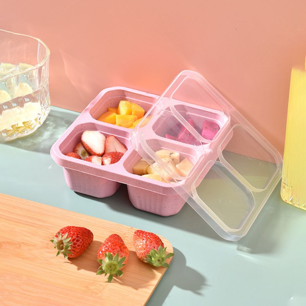 1個入り 再利用可能な小麦ストロー素材 4仕切り付きフードコ - Meal Prep Dinners のレビューと価格