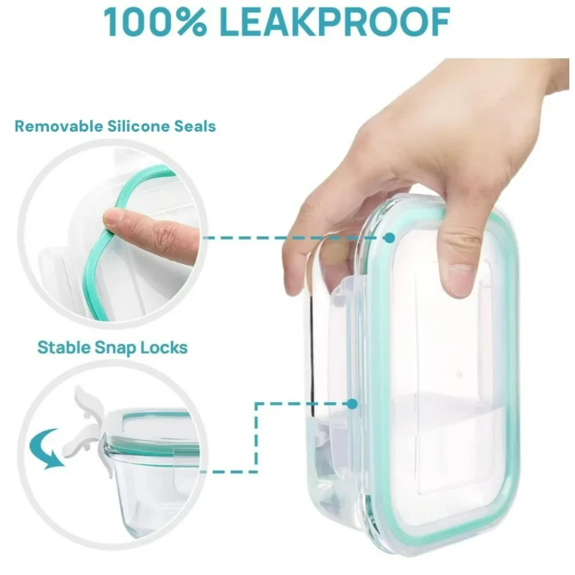 ガラス製ランチボックス食品保存容器、食事準備用、気密弁当箱、 - Meal Prep Glass のレビューと価格