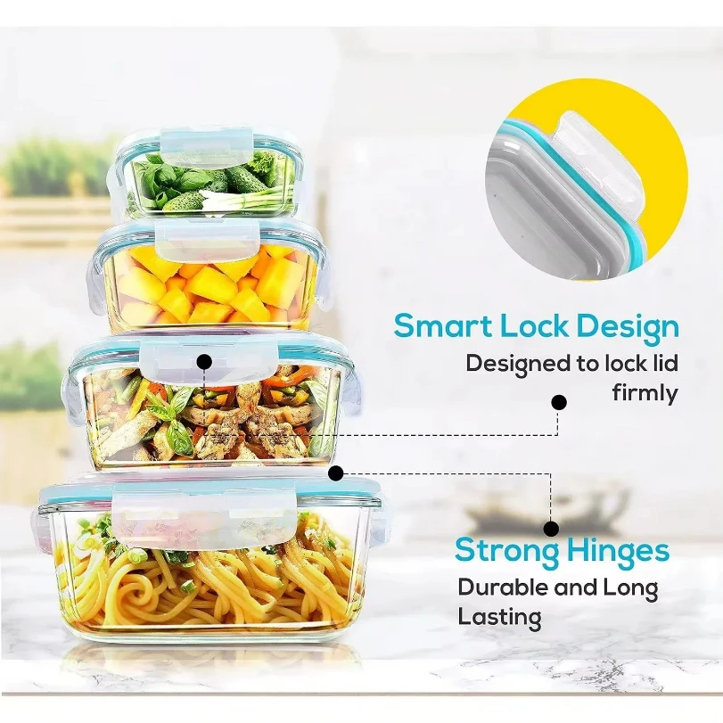 ガラス製ランチボックス食品保存容器、食事準備用、気密弁当箱、 - Meal Prep Glass のレビューと価格