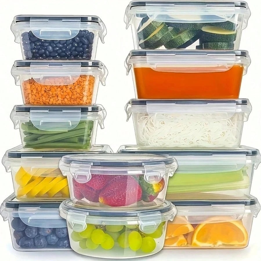 12個のプラスチック製密封食品保存箱、穀物や果物の保管に適し - Meal Prep Glass のレビューと価格