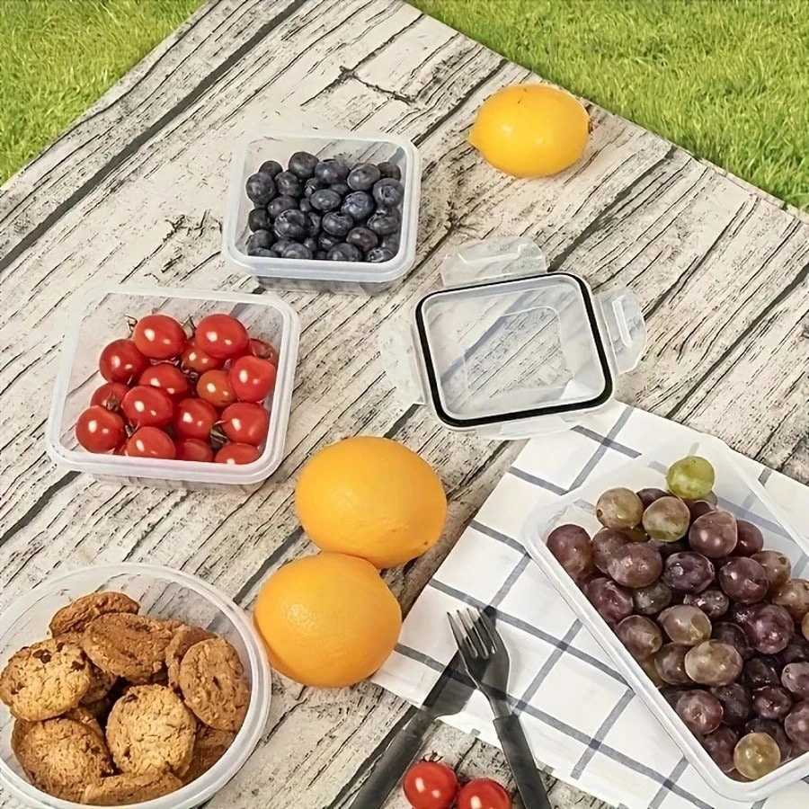 12個のプラスチック製密封食品保存箱、穀物や果物の保管に適し - Meal Prep Glass のレビューと価格