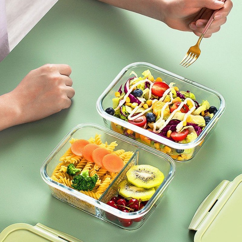 ホームキッチンミニマリストガラス製ランチボックス電子レンジ対 - Meal Prep Glass のレビューと価格