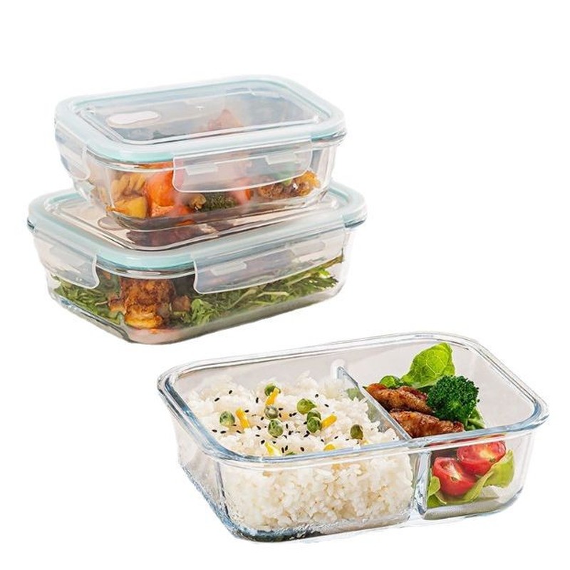 ホームキッチンミニマリストガラス製ランチボックス電子レンジ対 - Meal Prep Glass のレビューと価格