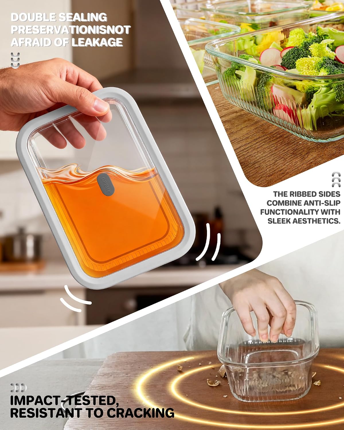 2個セット ガラス製食品保存容器、強化ガラス蓋と蒸気弁付き、 - Meal Prep Glass のレビューと価格