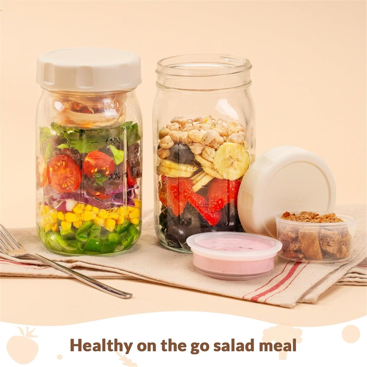 A67T 新型4個セットガラス製サラダジャー 蓋付き、食事準 - Meal Prep Glass のレビューと価格