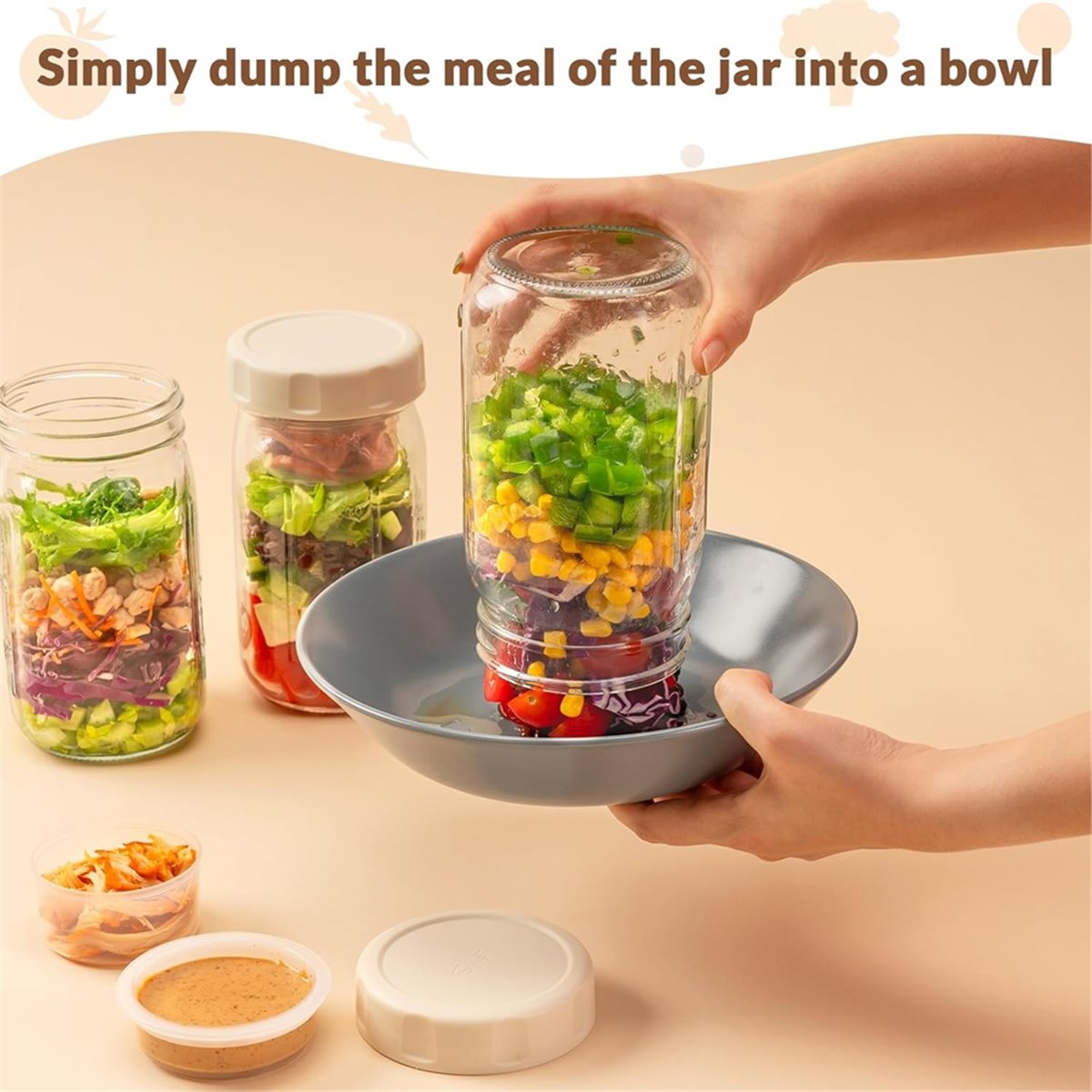 A67T 新型4個セットガラス製サラダジャー 蓋付き、食事準 - Meal Prep Glass のレビューと価格