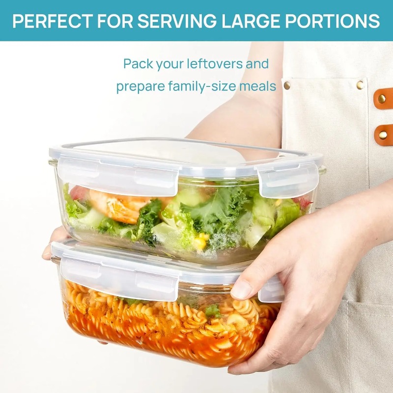 ガラス製食品保存容器セット、気密性・漏れ防止機能付きガラス製 - Meal Prep Glass のレビューと価格