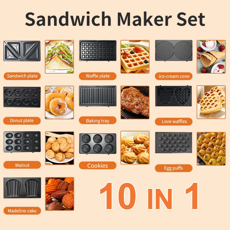220/110V 家庭用電化製品 10 in 1 サンドイッ - Breakfast Sandwich Press のレビューと価格
