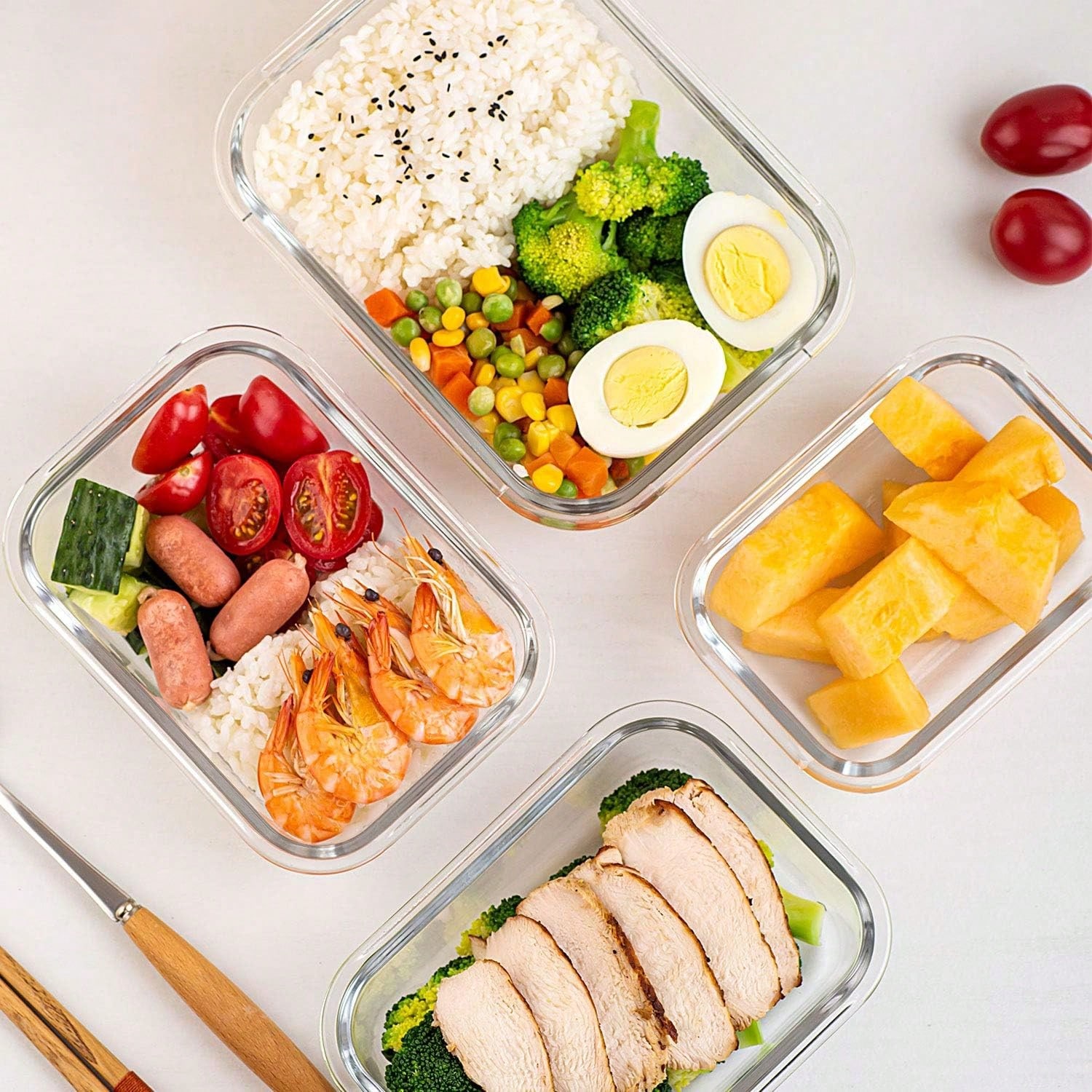 10個入りガラス製食品保存容器、蓋付き密閉容器、ガラス製ラン - Meal Prep Glass のレビューと価格