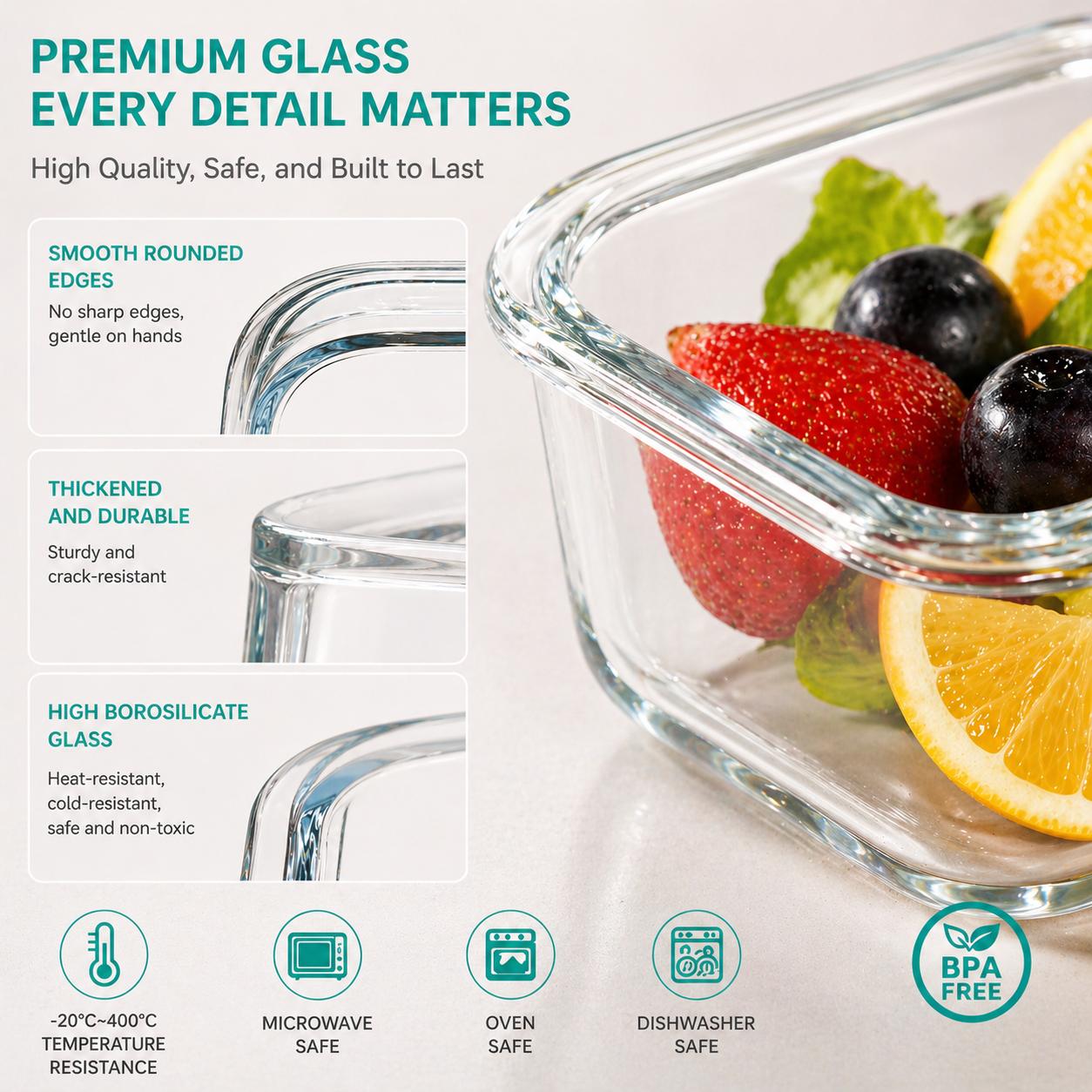 16個入り密閉ガラス製食品保存容器、ランチボックス、電子レン - Meal Prep Glass のレビューと価格