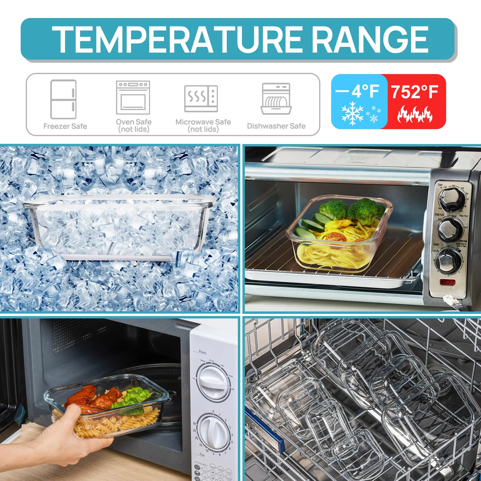 ガラスランチボックス食品保存容器、食事の準備、気密弁当箱、電 - Meal Prep Glass のレビューと価格