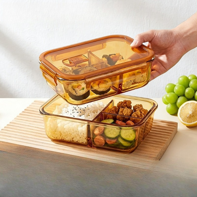 高硼珪酸ガラス製ランチボックス、電子レンジ・食洗機対応、食品 - Meal Prep Glass のレビューと価格