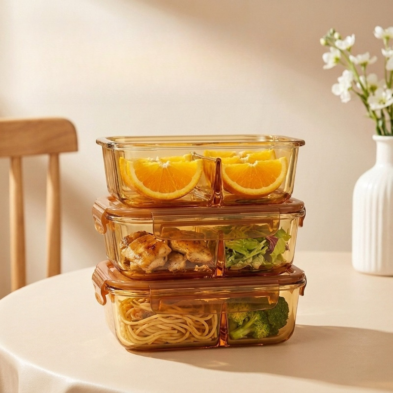 高硼珪酸ガラス製ランチボックス、電子レンジ・食洗機対応、食品 - Meal Prep Glass のレビューと価格